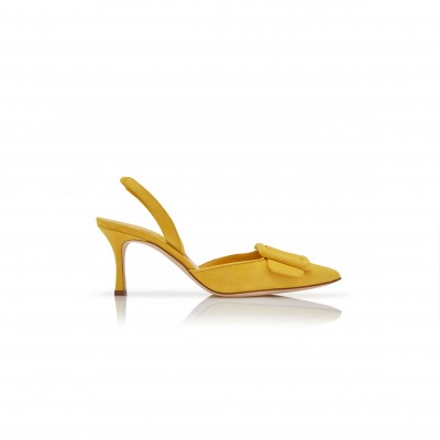 MANOLO BLAHNIK MAYSLI YELLOW SUEDE SLINGBACK PUMPS 219-0182-0059